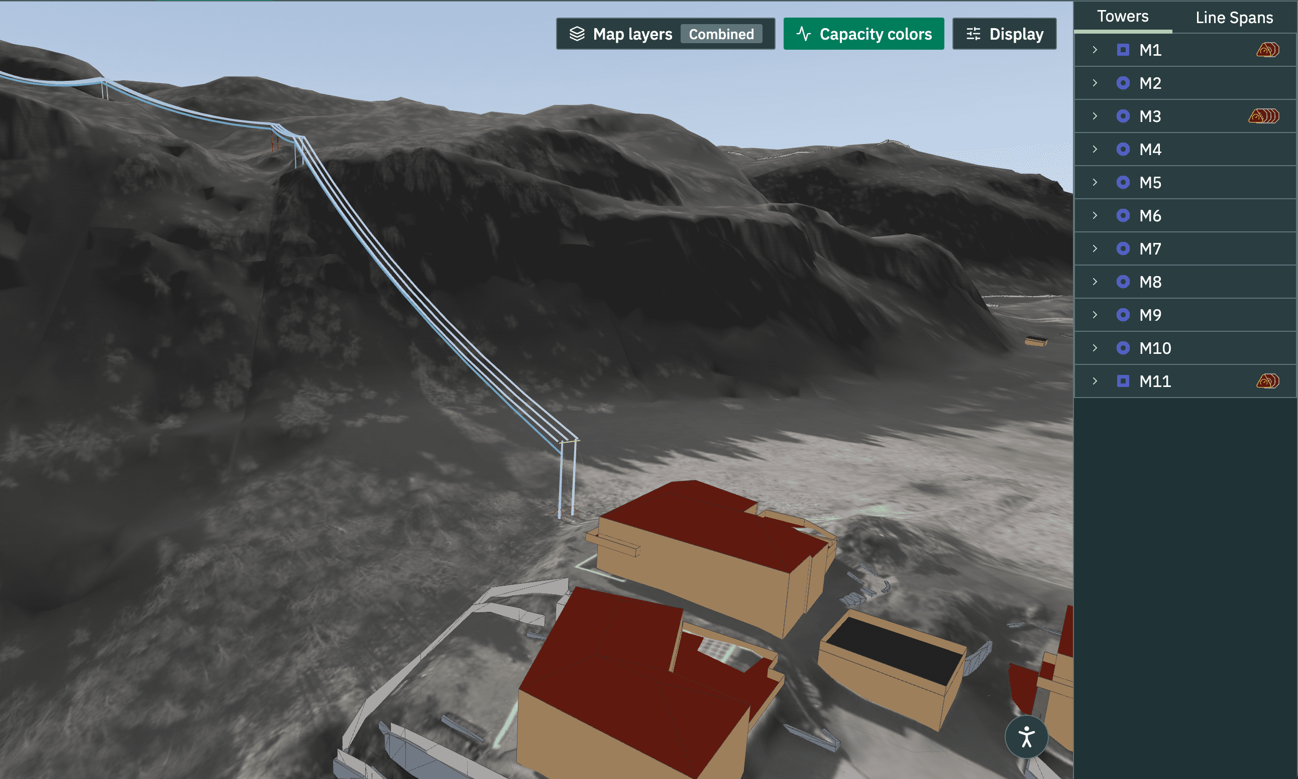 3D visualization of an overhead line in Netlin